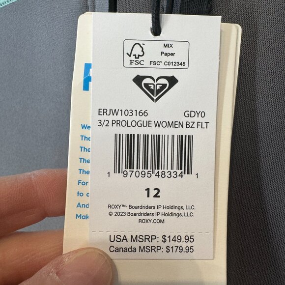 NWT Roxy 3/2mm Prologue Back Zip Wetsuit - Picture 6 of 11